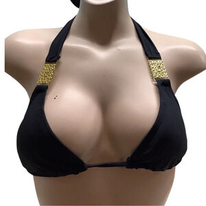 Beach Joy Size Small Black Triangle Padded Bikini Top. Preowned